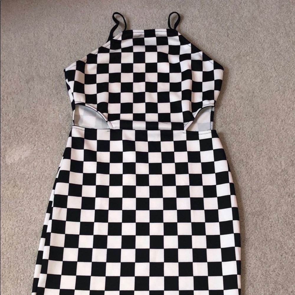 Checkered print bodycon dress